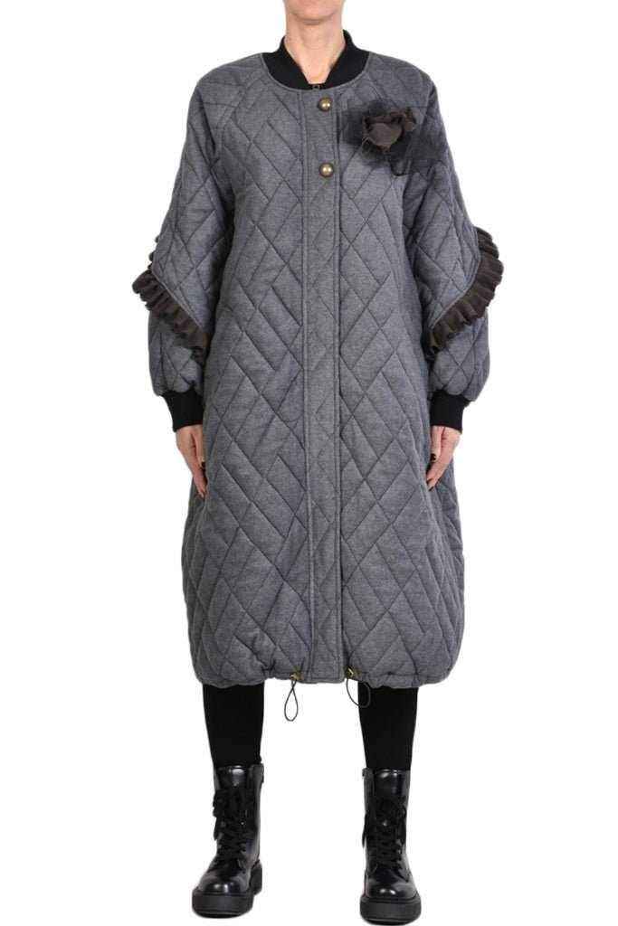 9B SM26TEPHRA1 Polyester-Viscose Long Over Coat – Grey