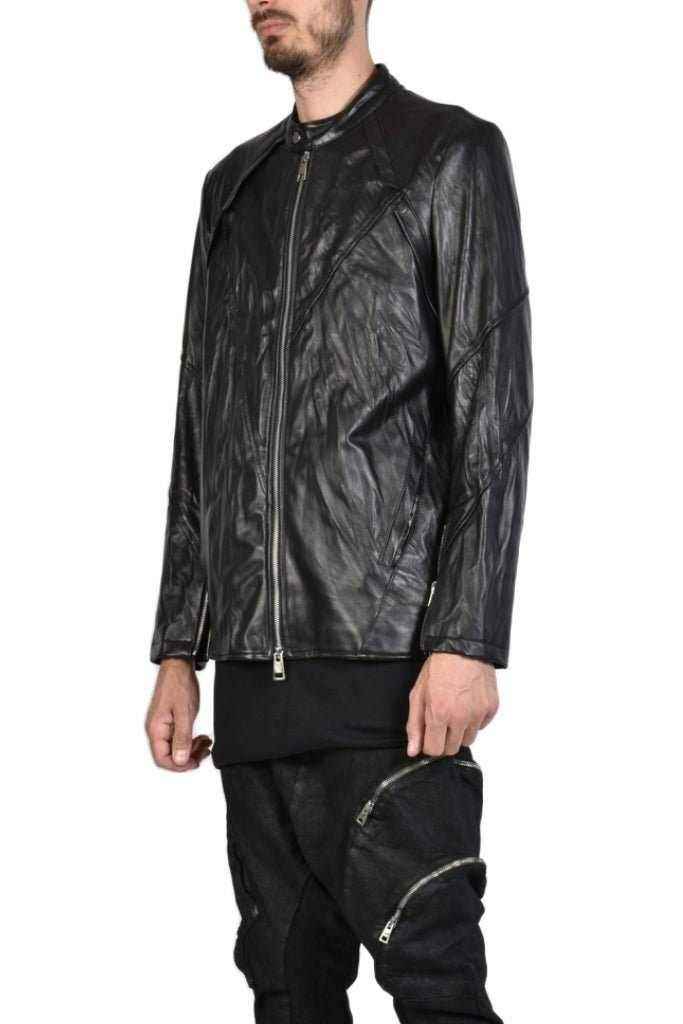A33B FRECCIA23 Jacket - Black Leather Sport Athletic Tailored Contemporary Italian Men's