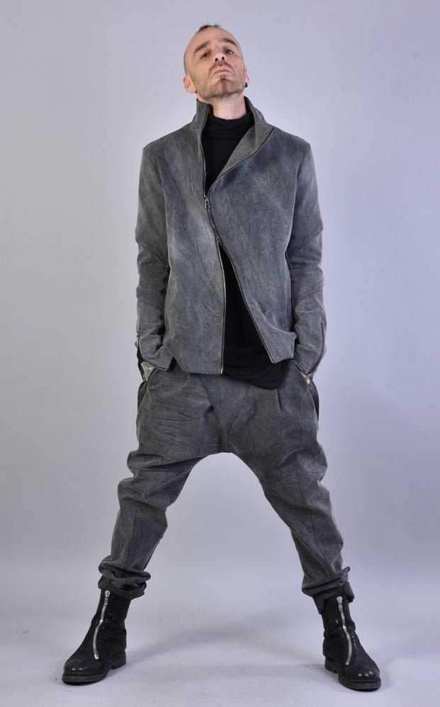 A33B LM04925 BLACK Marmorized Cotton Bull Stretch Jacket