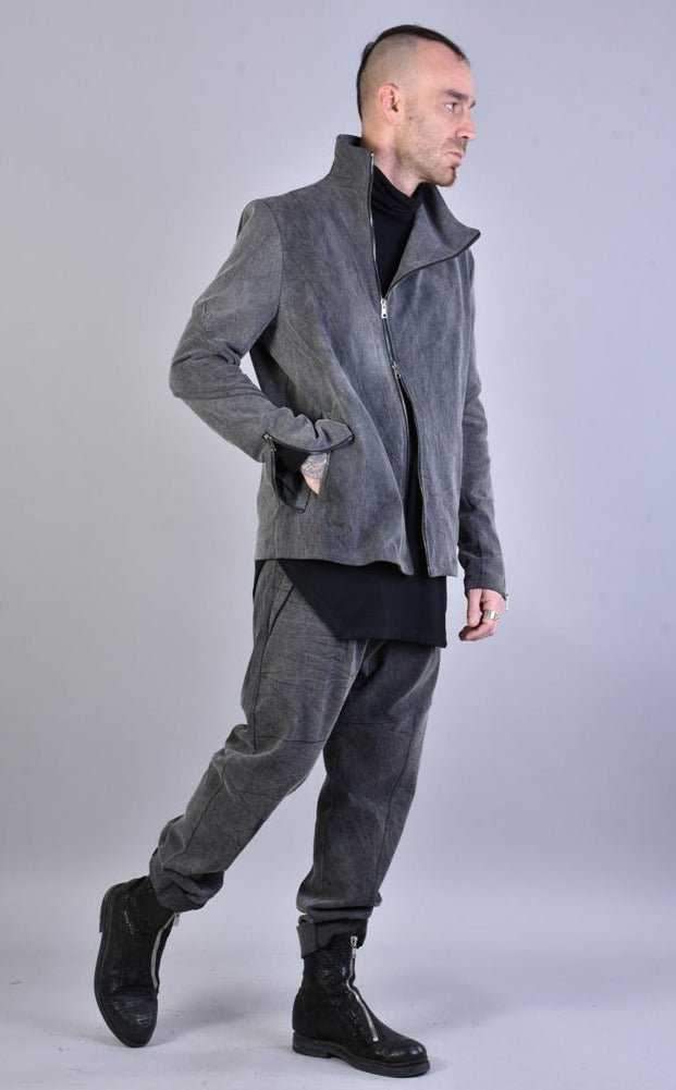 A33B LM04925 BLACK Marmorized Cotton Bull Stretch Jacket