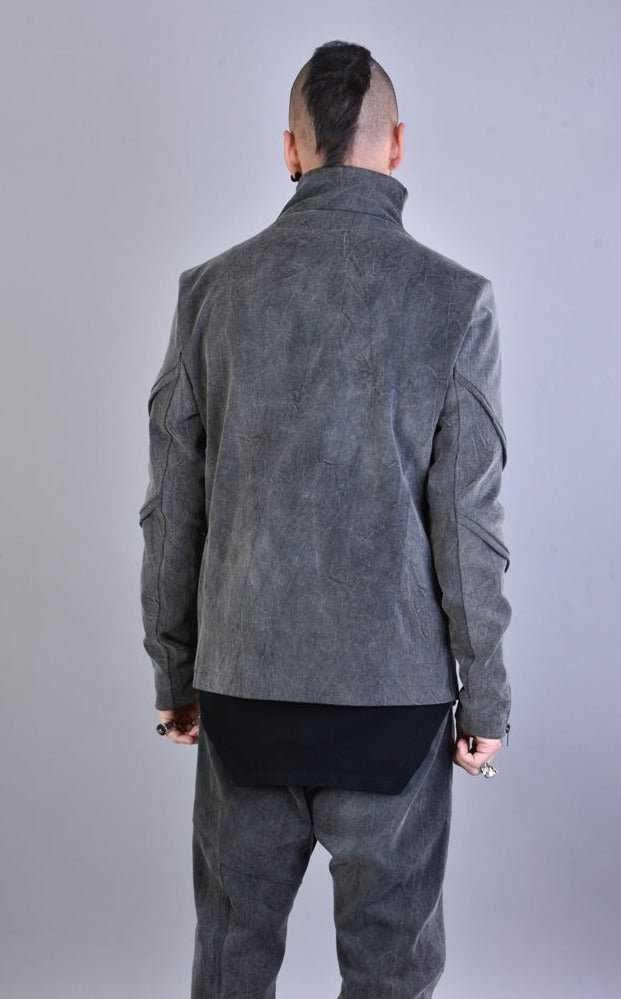 A33B LM04925 BLACK Marmorized Cotton Bull Stretch Jacket