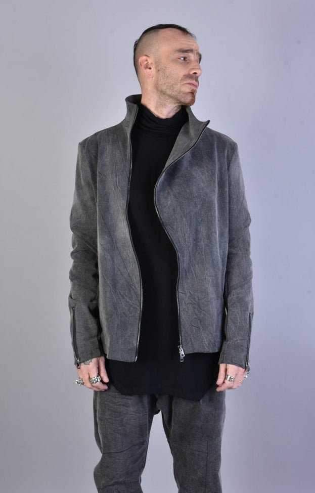 A33B LM04925 BLACK Marmorized Cotton Bull Stretch Jacket
