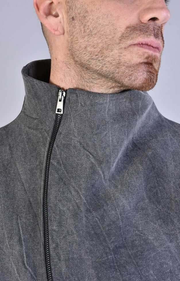 A33B LM04925 BLACK Marmorized Cotton Bull Stretch Jacket