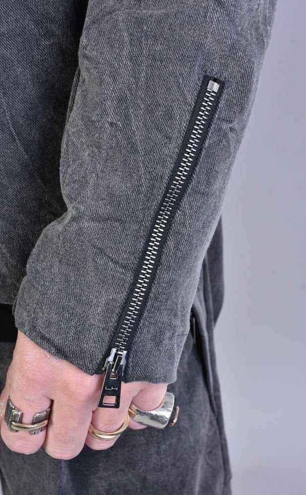 A33B LM04925 BLACK Marmorized Cotton Bull Stretch Jacket