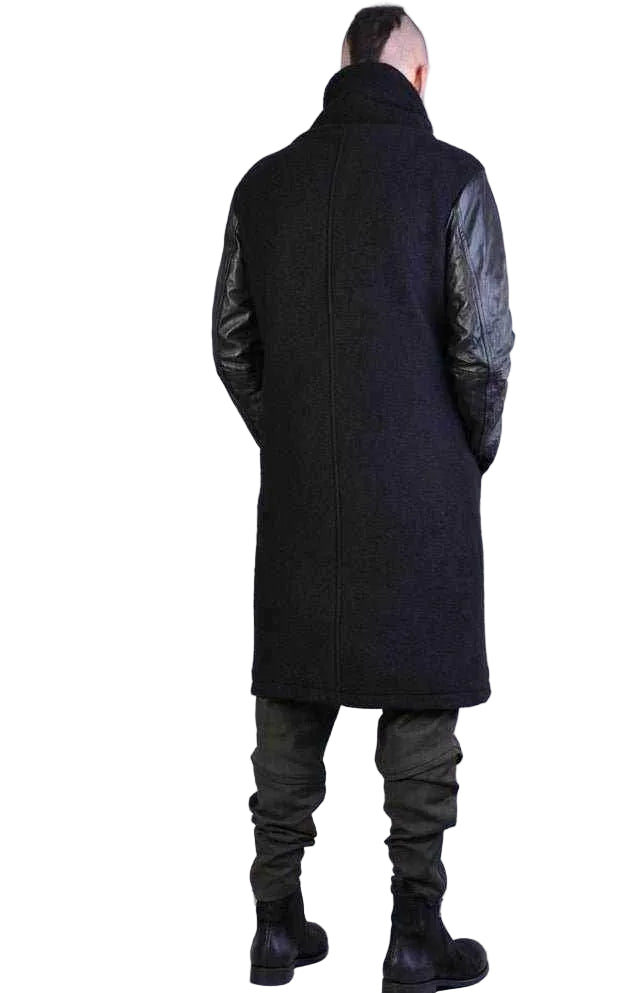 A33B LM067 BLACK Boiled Wool Regular Coat