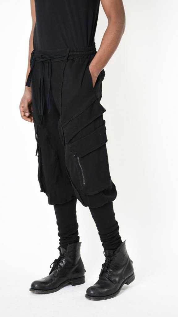 A33B LM19125 TROUSER Cargo Cotton Stretch Dyed Hot Black