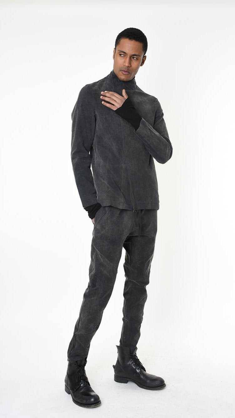 A33B LM27025 JACKET Regular Marmorized Stretch Cotton Black