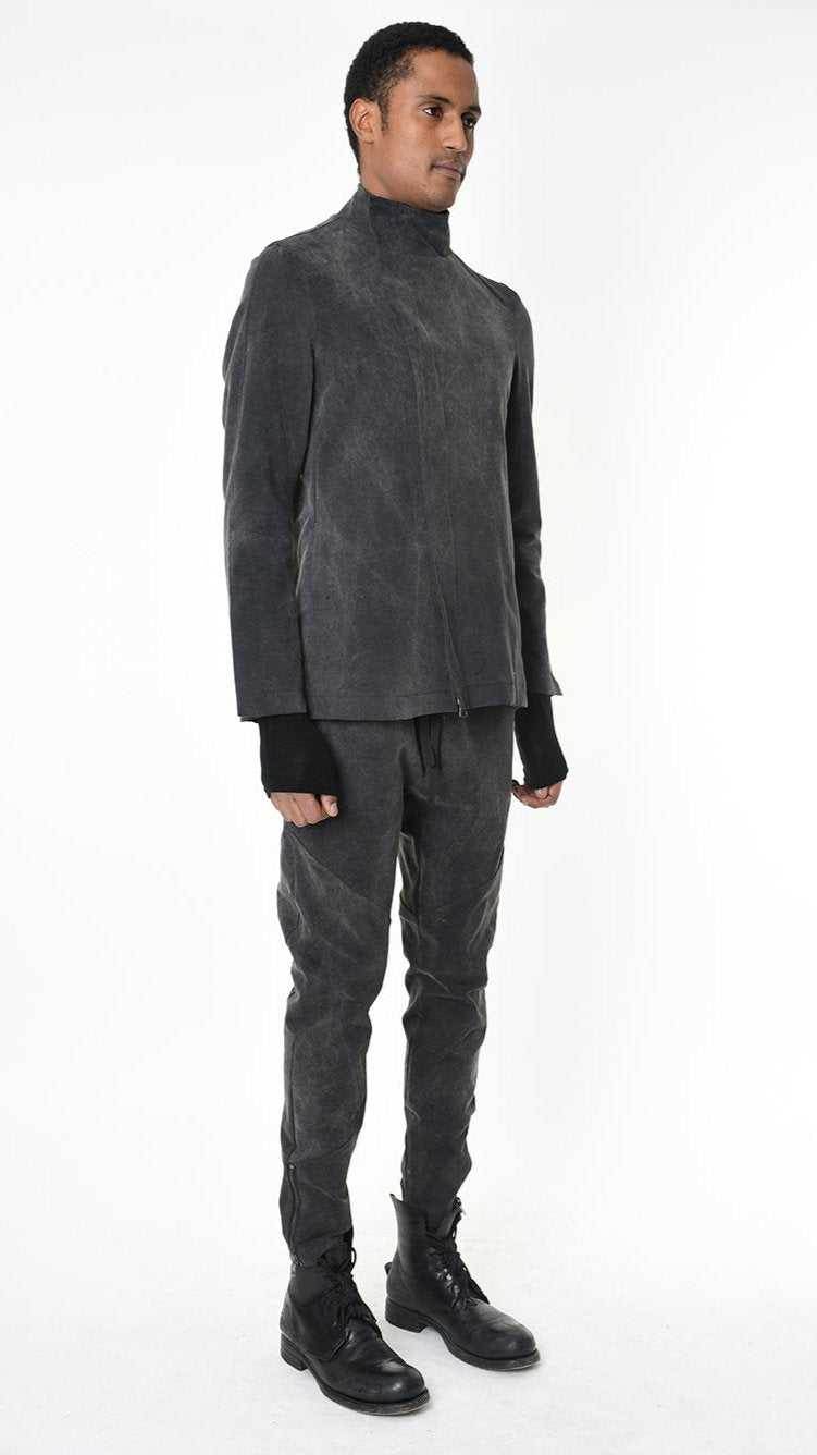 A33B LM27025 JACKET Regular Marmorized Stretch Cotton Black