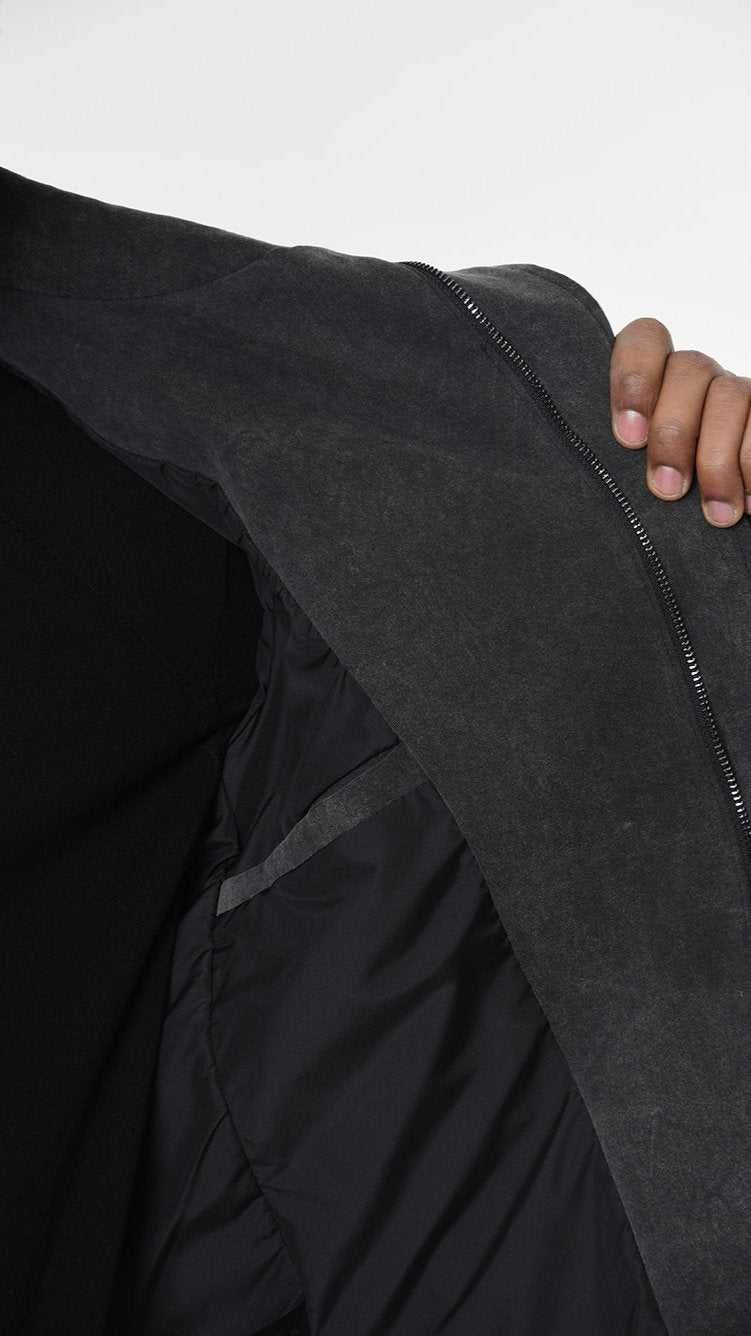 A33B LM27025 JACKET Regular Marmorized Stretch Cotton Black