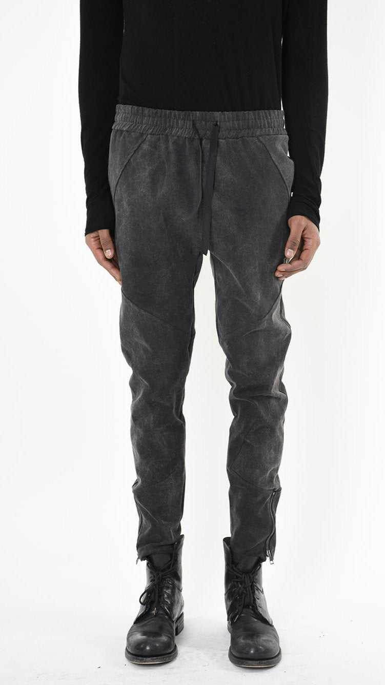 A33B LM27125 TROUSER Regular Marmorized Stretch Cotton Black