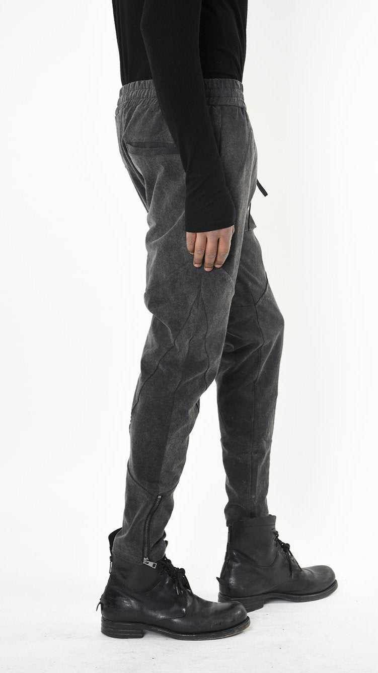 A33B LM27125 TROUSER Regular Marmorized Stretch Cotton Black