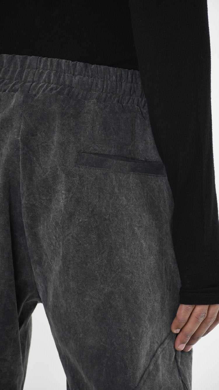 A33B LM27125 TROUSER Regular Marmorized Stretch Cotton Black