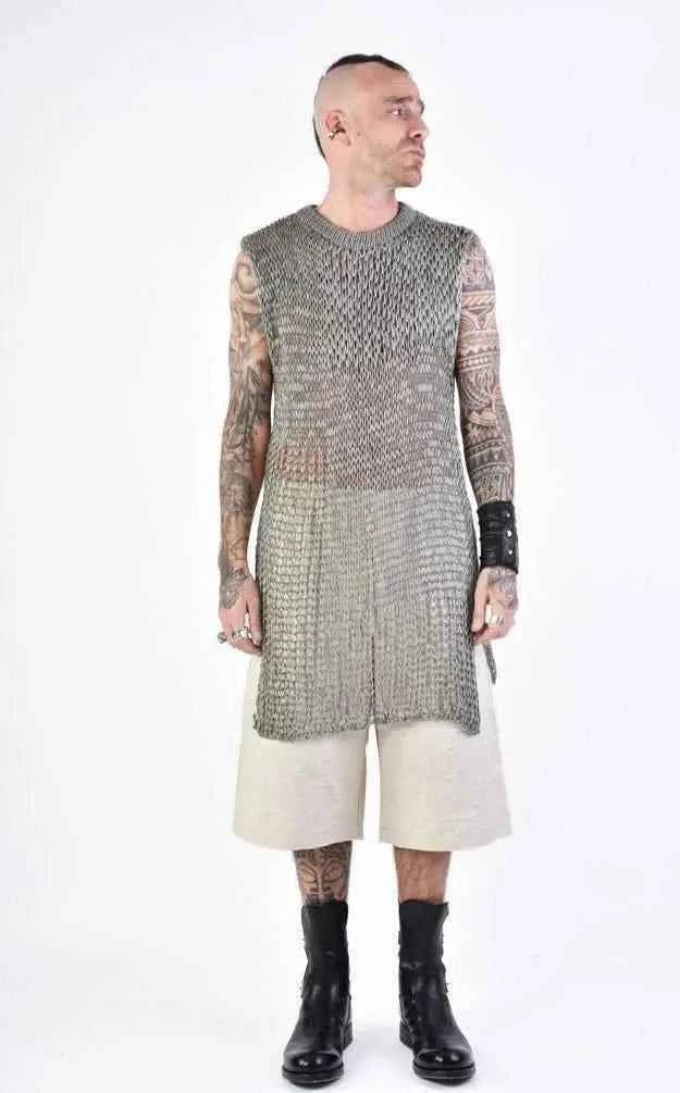A33J LM15924 SLEEVELESS Regular Long Net Grey