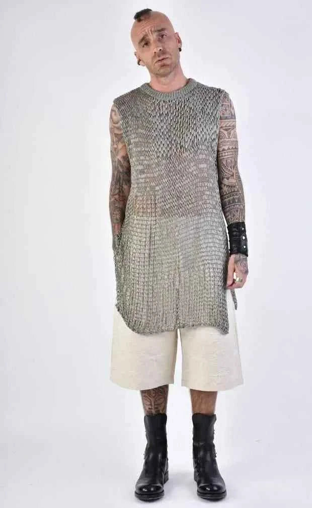 A33J LM15924 SLEEVELESS Regular Long Net Grey