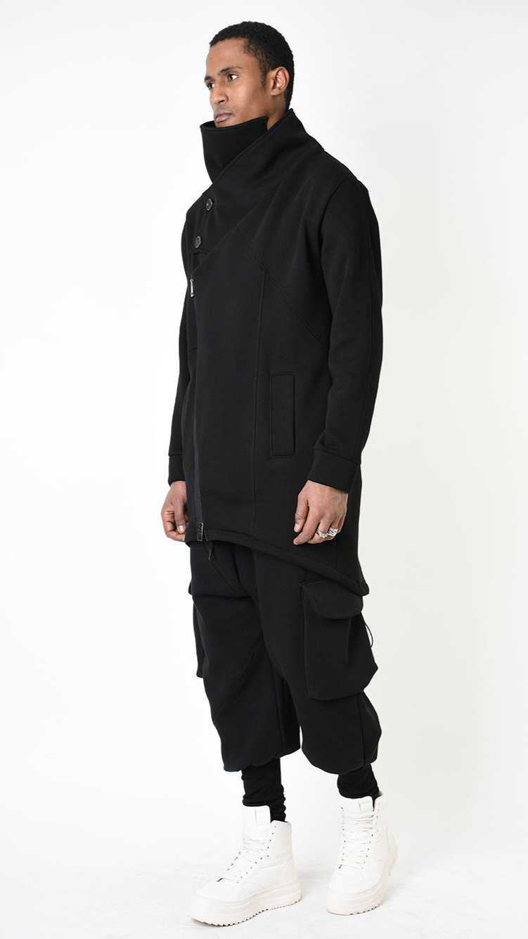 A33M LM02825 PARKA Oversize Fleece Polycotton Gauze Black