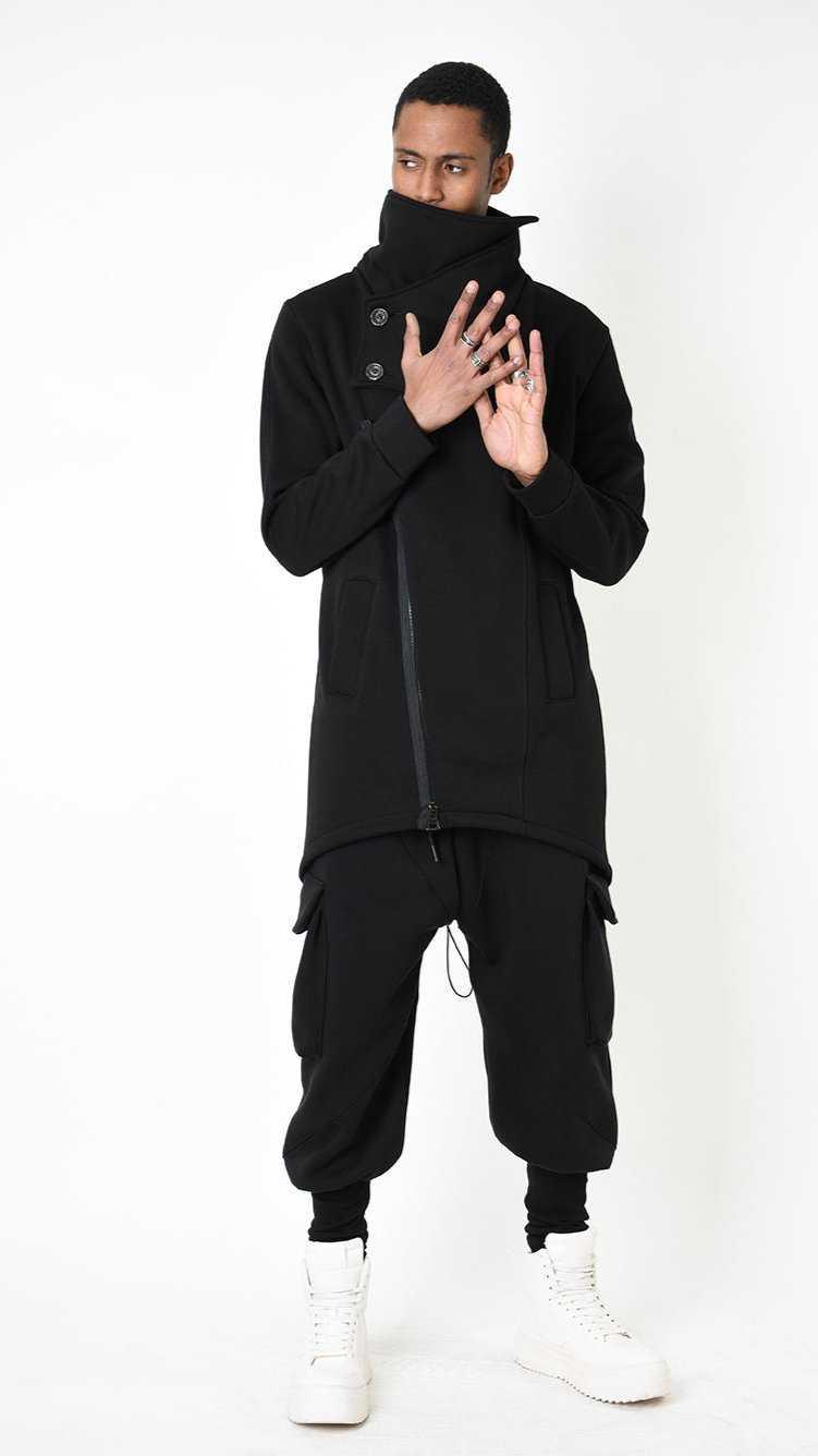 A33M LM02825 PARKA Oversize Fleece Polycotton Gauze Black