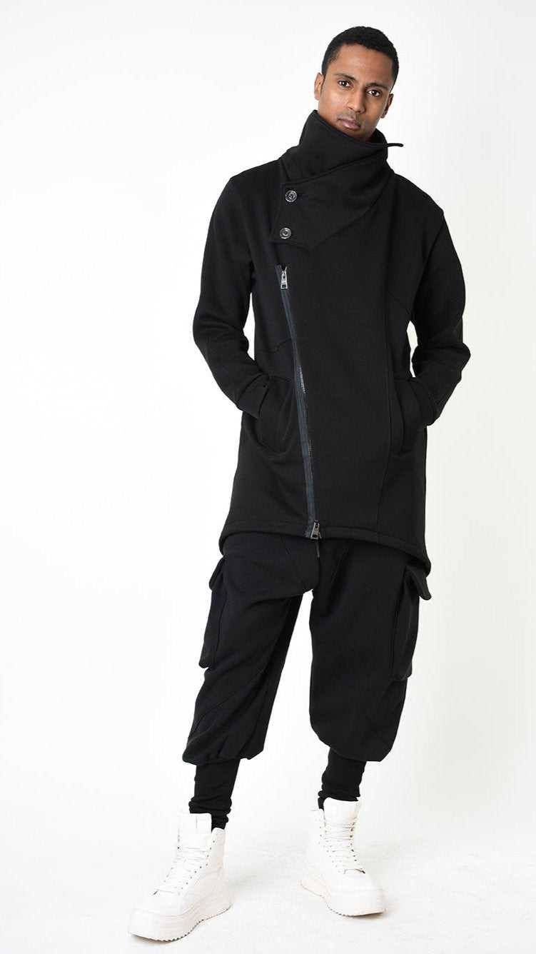 A33M LM02825 PARKA Oversize Fleece Polycotton Gauze Black