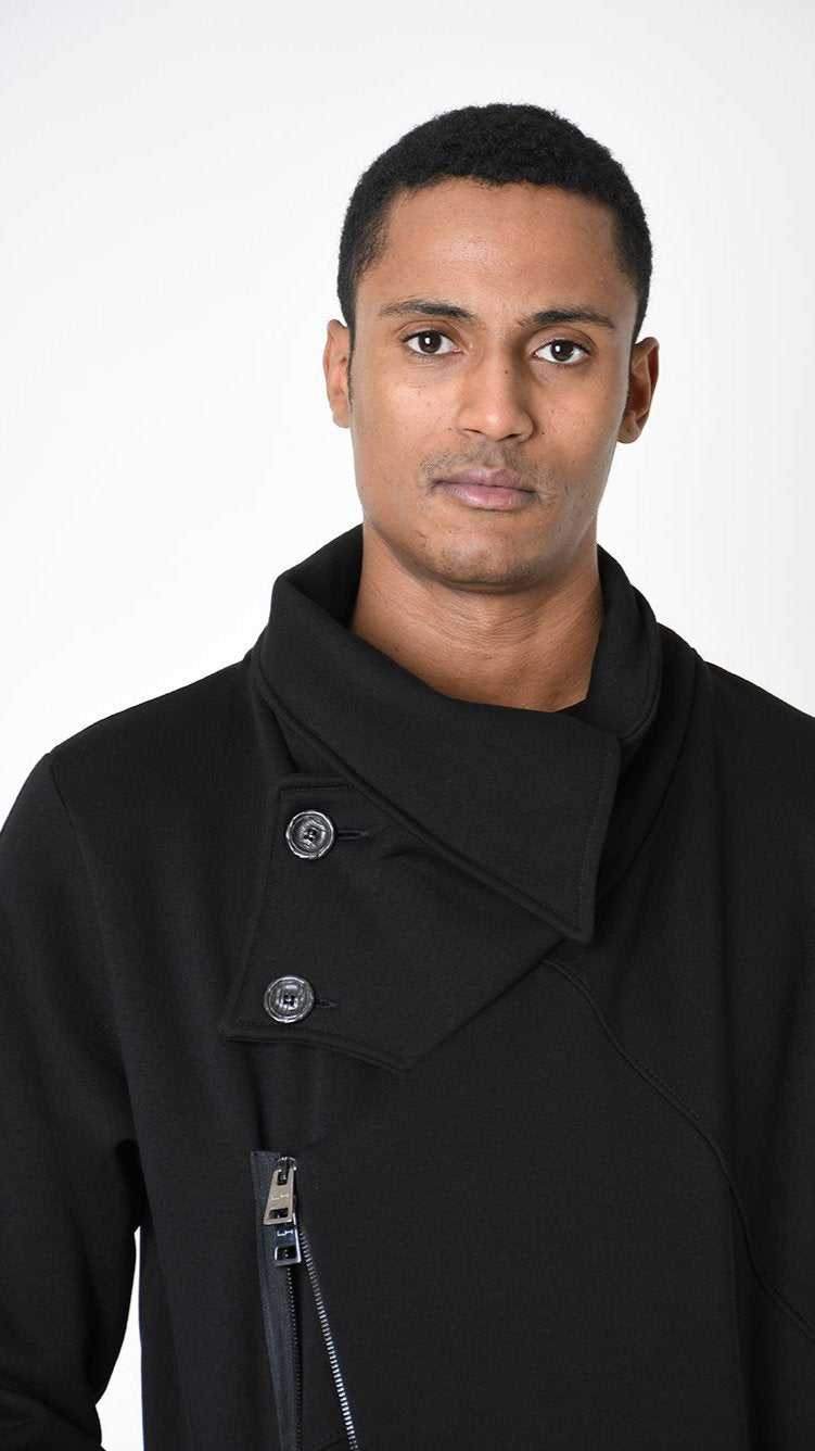 A33M LM02825 PARKA Oversize Fleece Polycotton Gauze Black