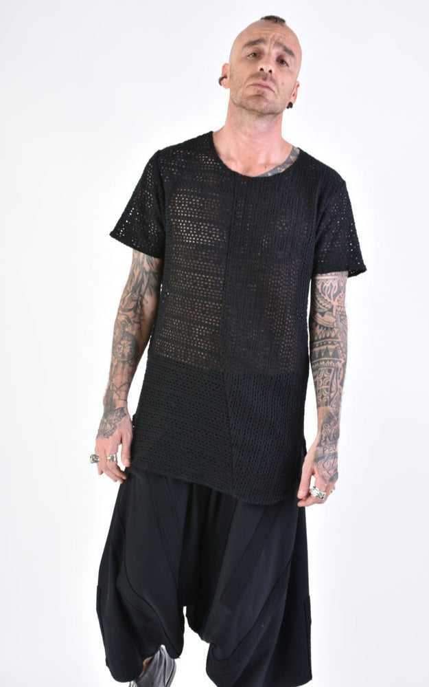 A33M LM10124 T-SHIRT Regular Cotton Net Black