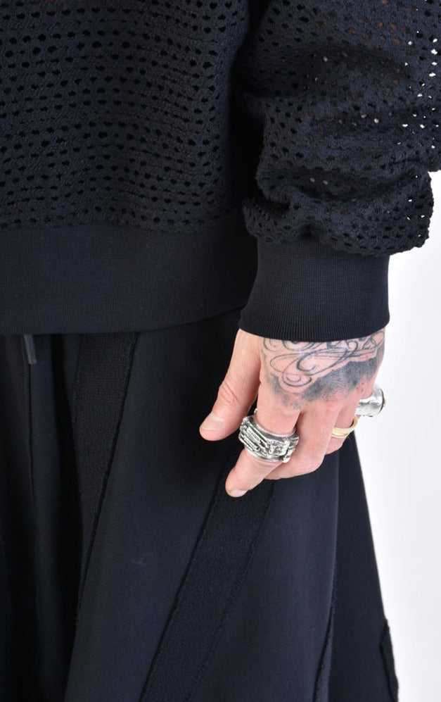 A33M LM10224U FLEECE Oversize Cotton Net UNISEX Black