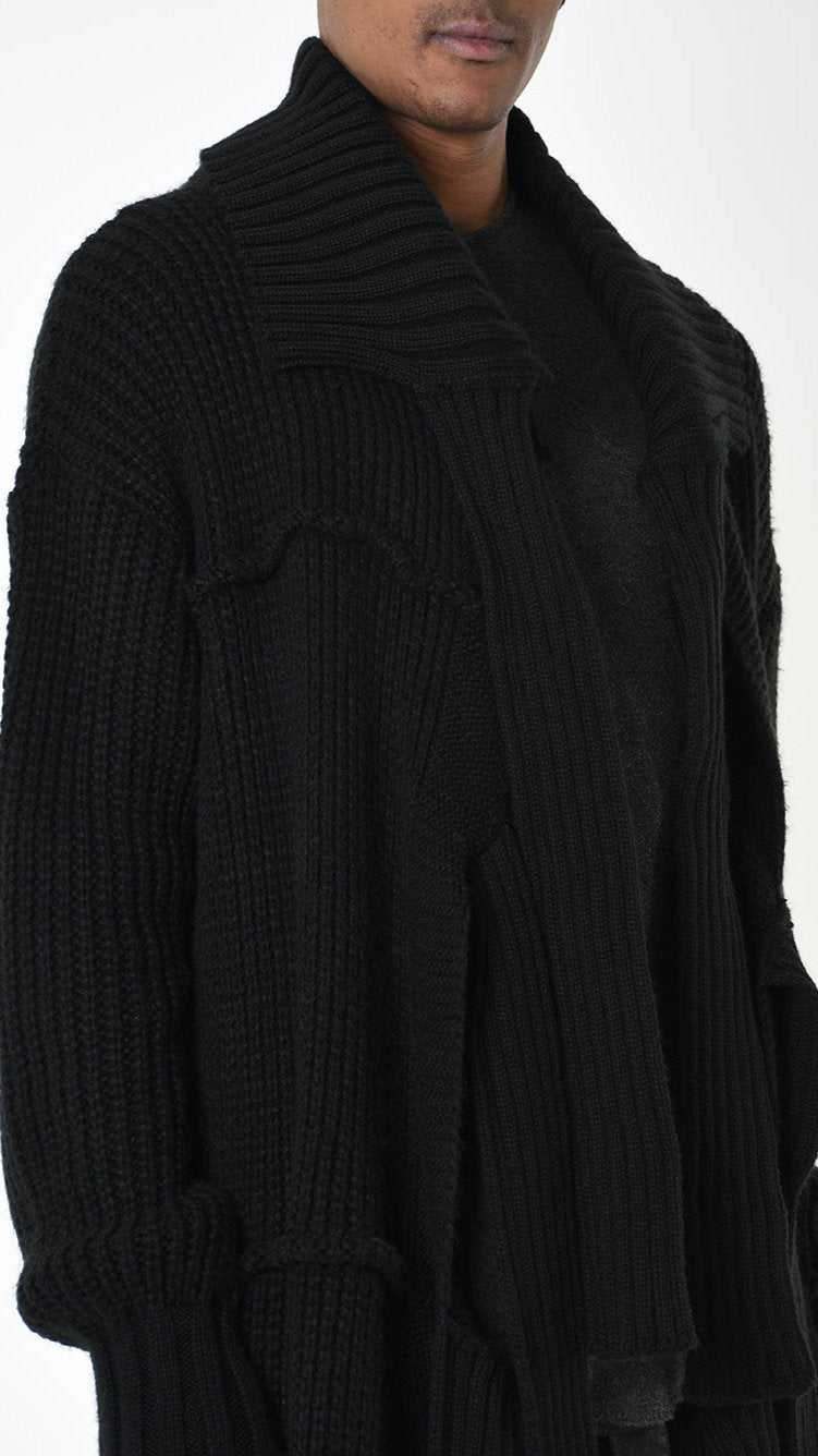 A33M LM28125 CARDIGAN Over Long Thickness 3 UNISEX U Black - Green - Grey