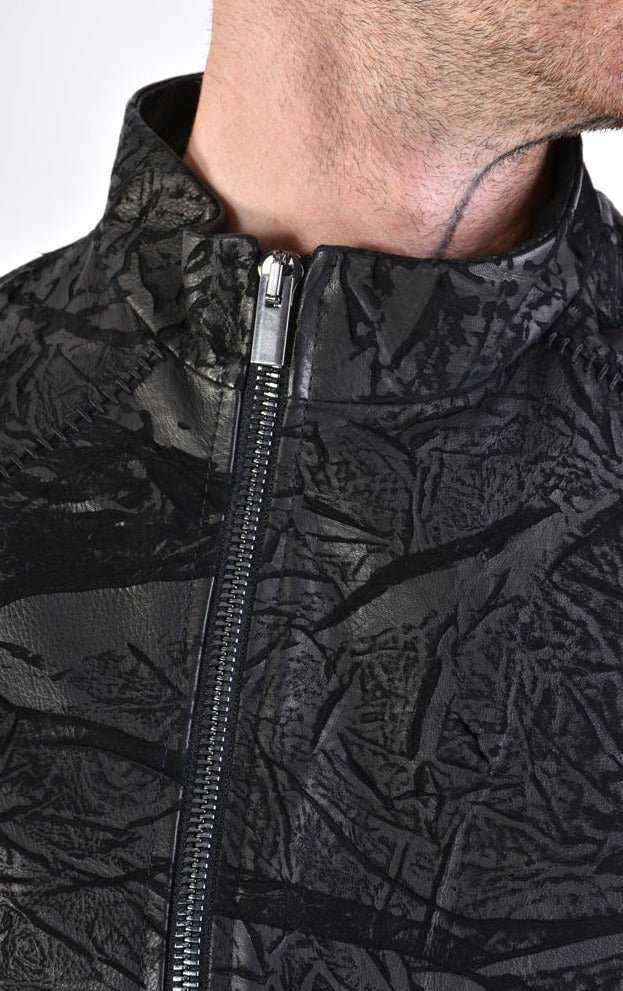 A33O LM11124 Jacket - Black Vegetable Tanned Leather Sport Contemporary Italian Men's
