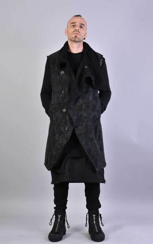 A33P LM07823 BLACK Sleeveless Coat