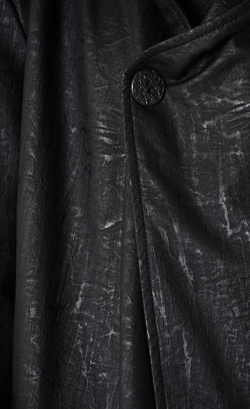 A33P LM24925 COAT Long Comfort Faux Leather Graphite Black