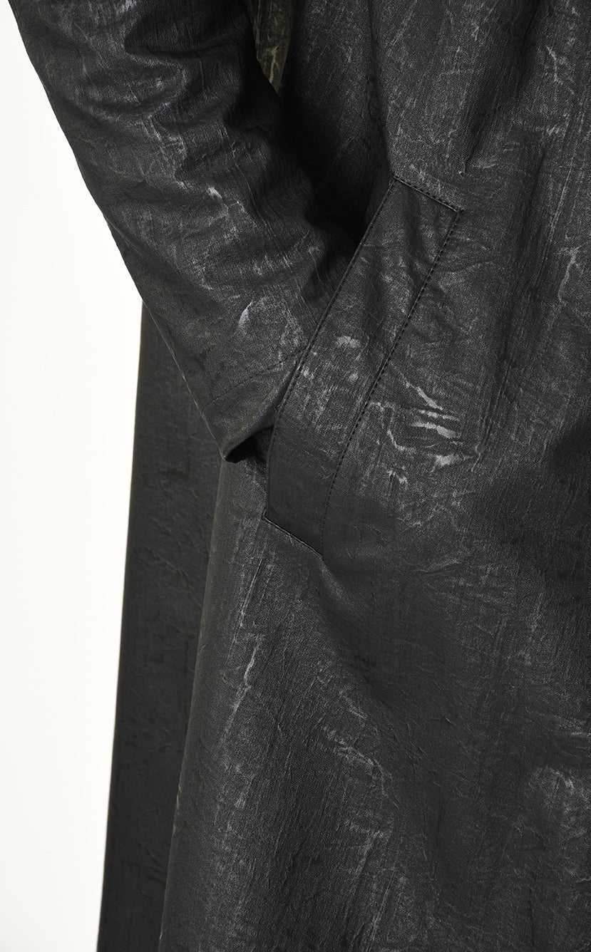 A33P LM24925 COAT Long Comfort Faux Leather Graphite Black