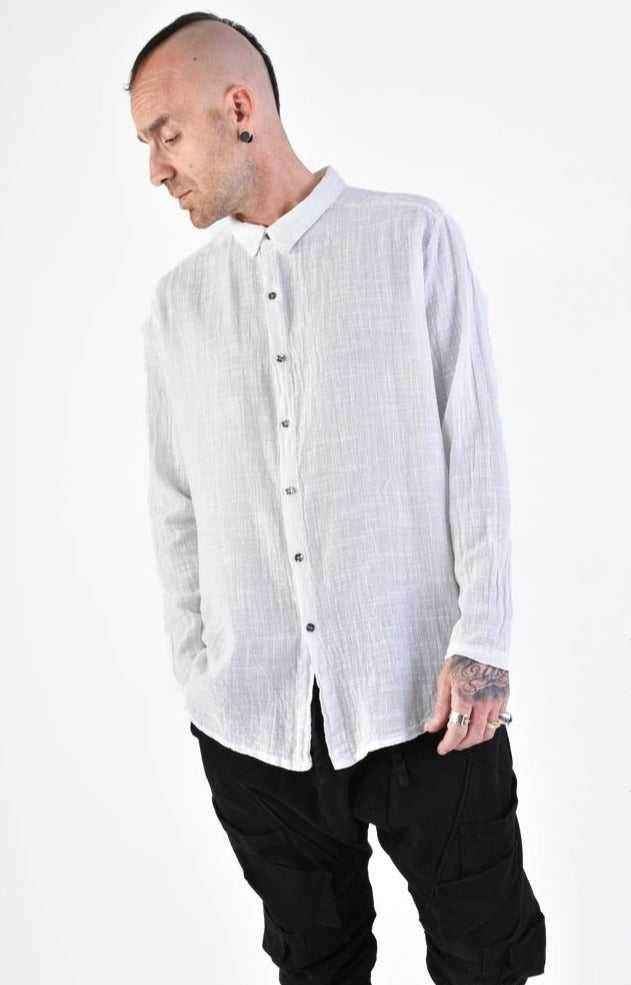 A33V LM11624 SHIRT Regular Gauze Cotton Dyed Hot White