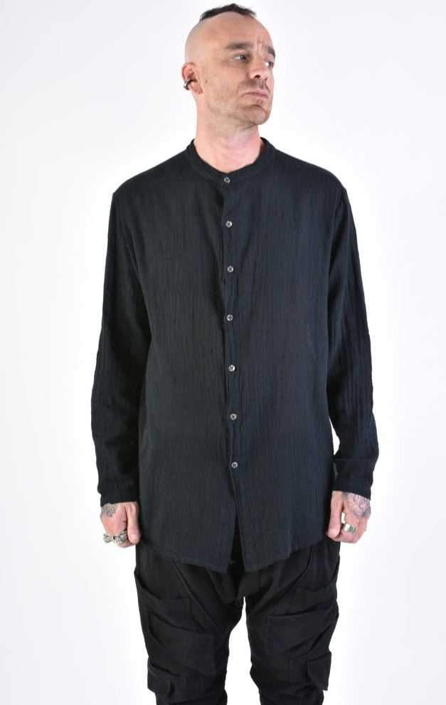 A33V LM11824 SHIRT Regular Gauze Cotton Dyed Hot Black