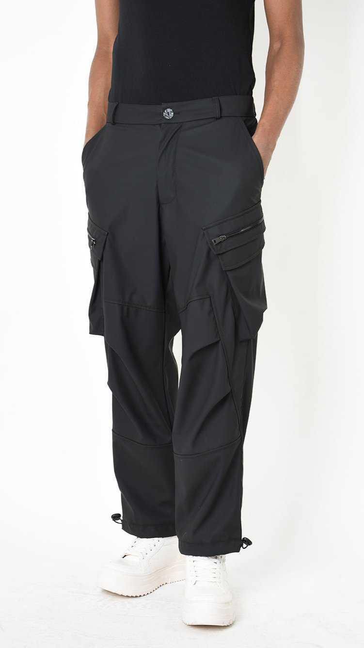 A33Z LM14725 TROUSER Cargo Rubberized Technical Fabric Black