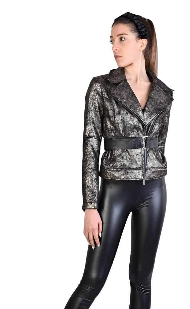 A34B LW50523 BLACK BRONZE Lined Washed Coated Cloth Chiodo Jacket