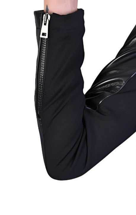 A34B LW63524 JACKET Skinny Nappa Leather & Punto Milano Black