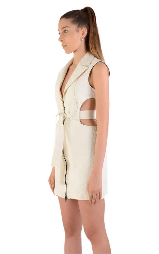 4B LW681 Dress Woven Cotton Ecru