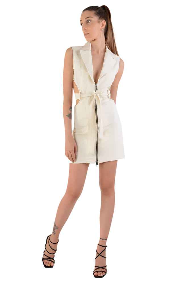 4B LW681 Dress Woven Cotton Ecru