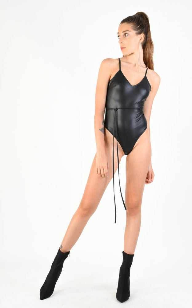 A34B LW72024 Body Lycra Stretch Eco-Leather Effect Black