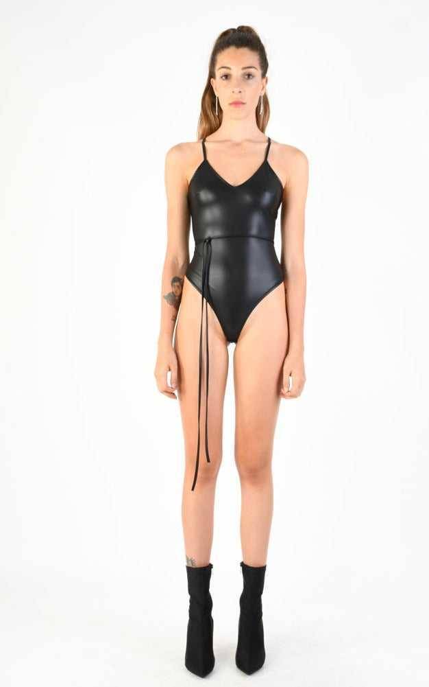 A34B LW72024 Body Lycra Stretch Eco-Leather Effect Black