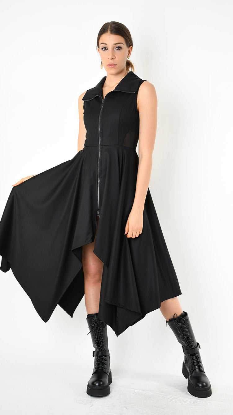 A34B LW82625 DRESS Asymmetric Fluido Black