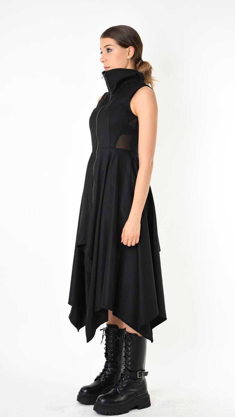 A34B LW82625 DRESS Asymmetric Fluido Black