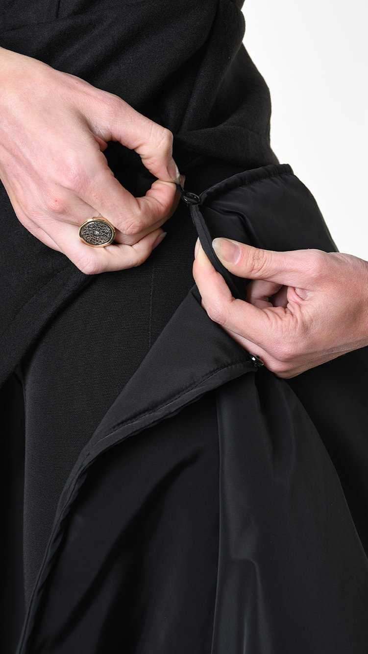 A34B LW83725 COAT Cloth Lined & Nylon Black