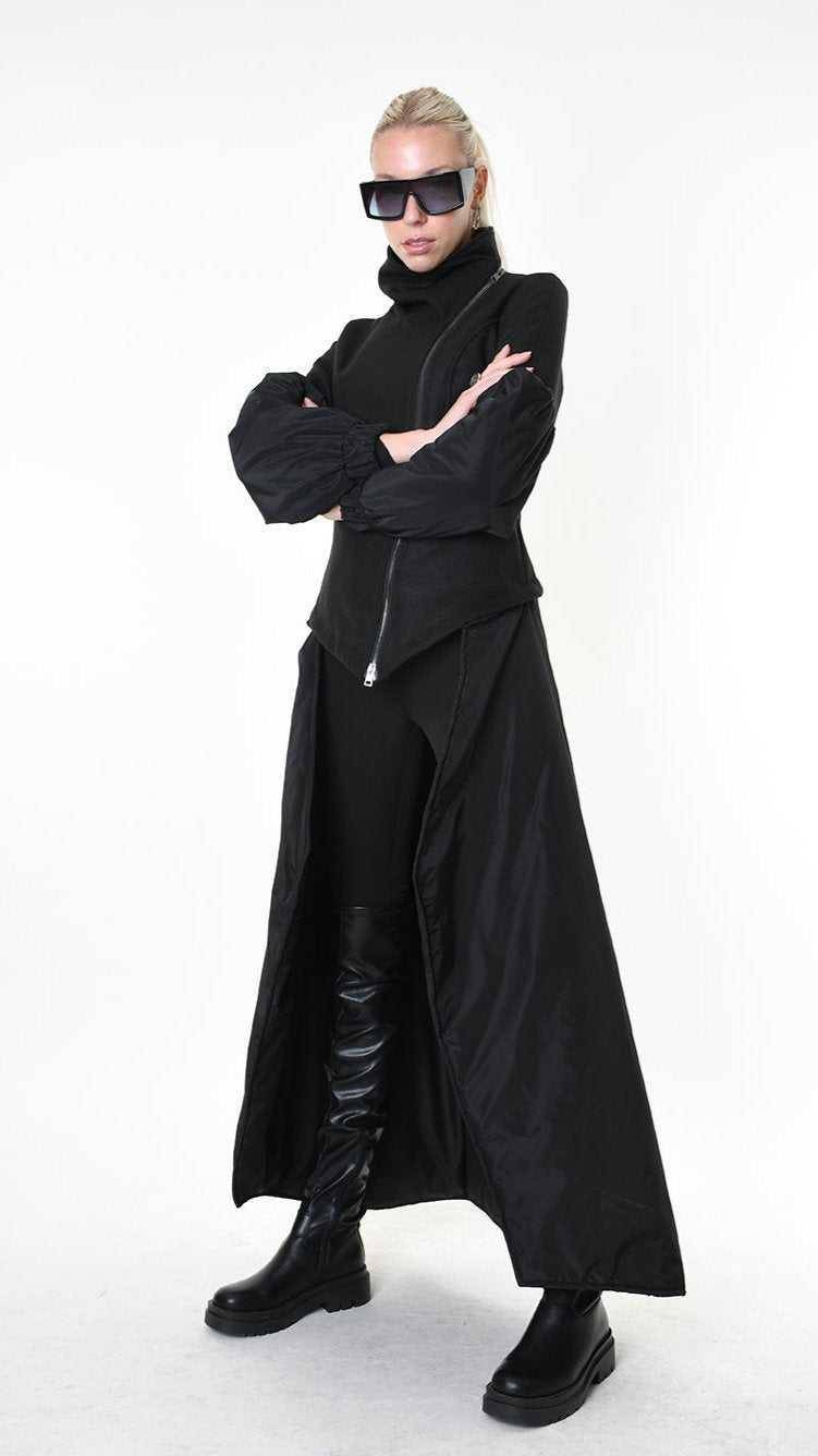 A34B LW83725 COAT Cloth Lined & Nylon Black