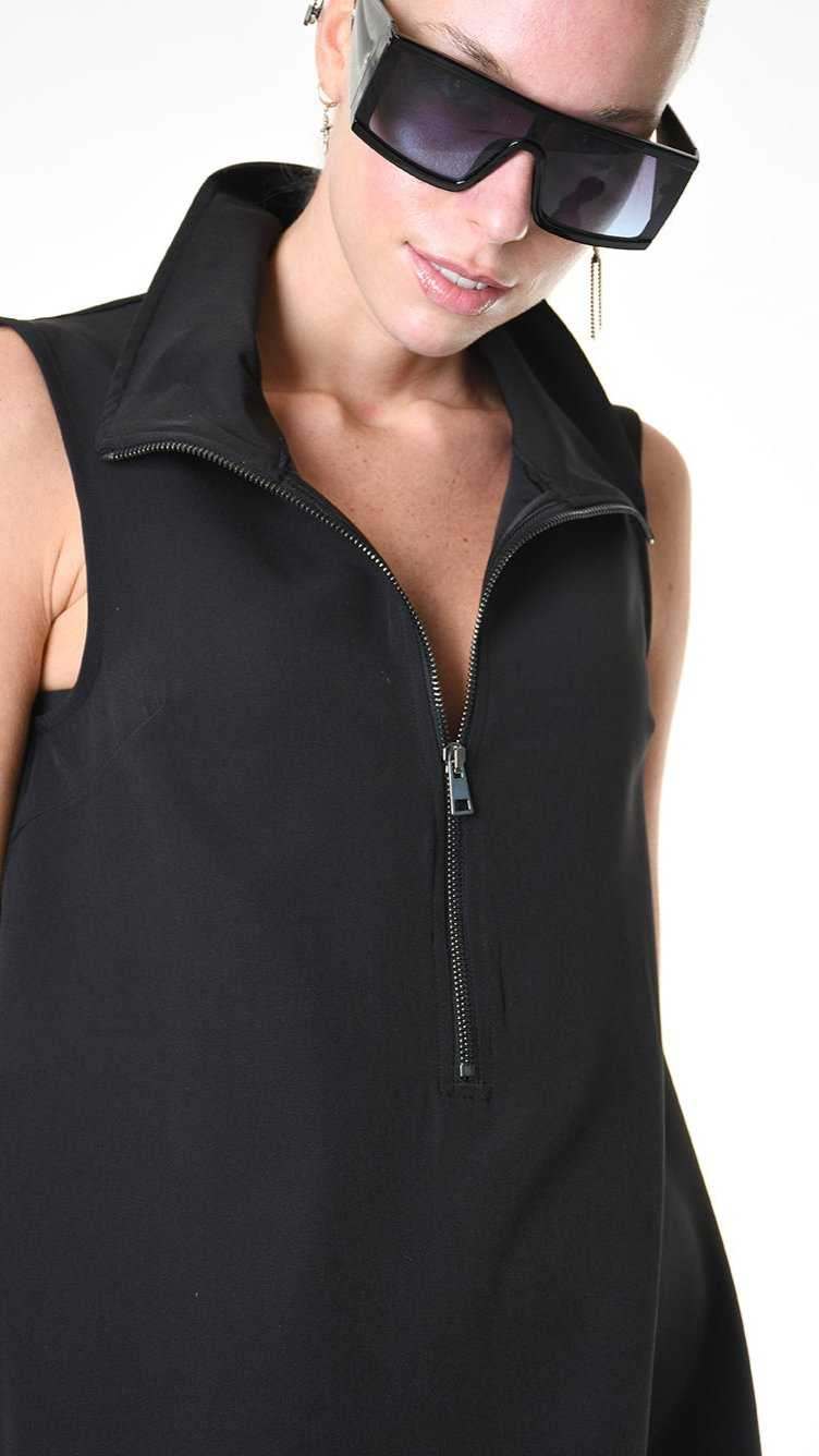 A34B LW87825 DRESS Sleeveless Tecno Stretch Black