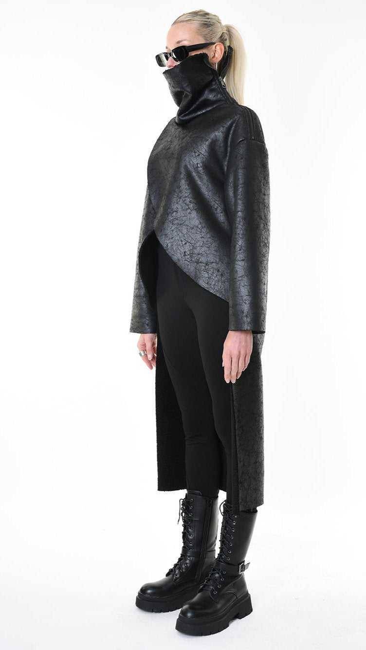 A34B LW92625 SPORT JACKET Coated Faux Shearling Black