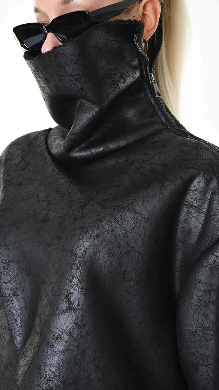 A34B LW92625 SPORT JACKET Coated Faux Shearling Black