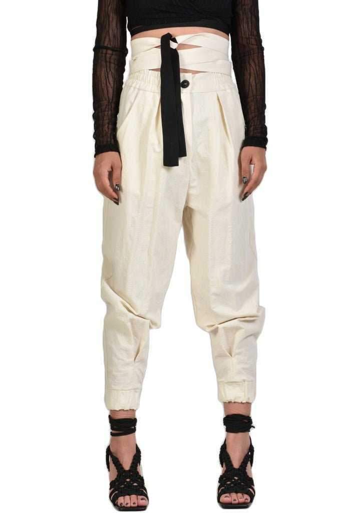 A34B SYLVANA23 ECRU BLACK Bottoms Woman