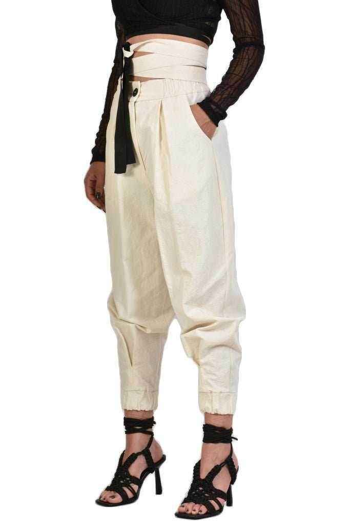 A34B SYLVANA23 ECRU BLACK Bottoms Woman