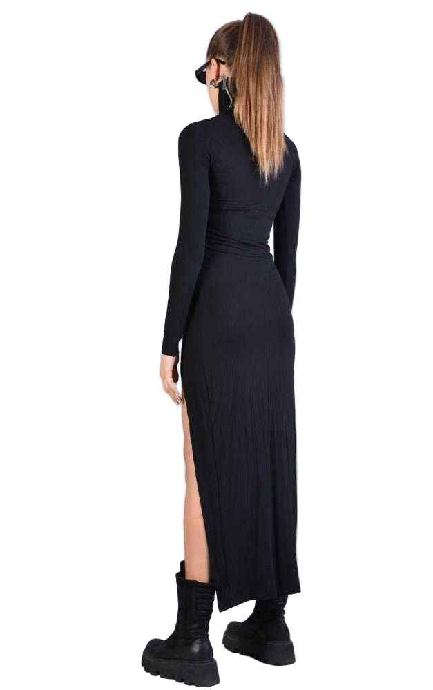 A34J LW591 Dress - Black Elegant Cocktail Sophisticated Statement Women's