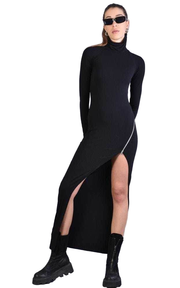 A34J LW591 Dress - Black Elegant Cocktail Sophisticated Statement Women's