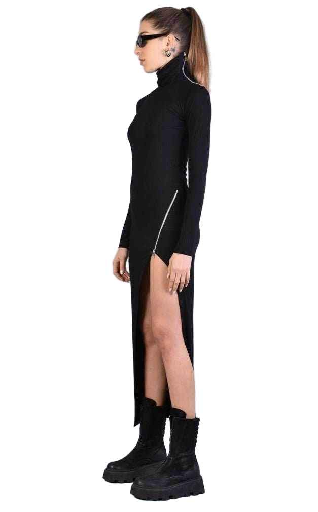 A34J LW591 Dress - Black Elegant Cocktail Sophisticated Statement Women's